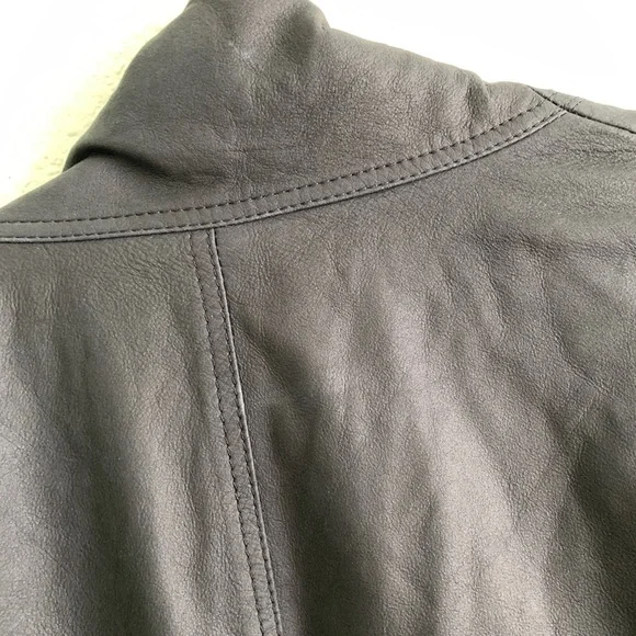 VINCE scuba asymmetrical zip up 100% leather jacket Medium moto biker